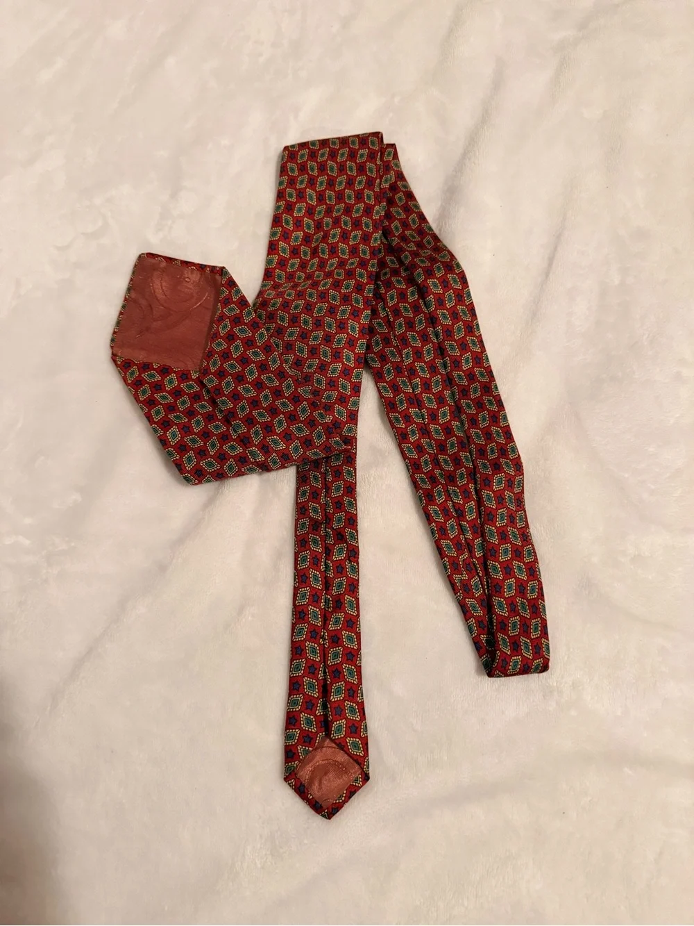 Vintage Christian Dior Monsieur Red Geometric Silk Tie